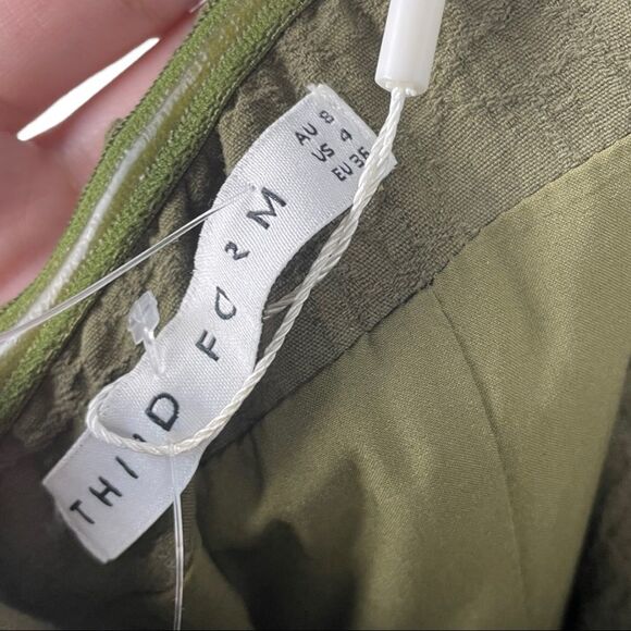 NWT Third Form Drifter Olive Linen Blend One Shoulder Dress Size 4 - Picture 13 of 14
